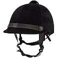 DEFENCER Horse Riding Helmet | Riding Helmet for Equestrians | All Purpose Open Face Cap/Half Cap with Strap | Helmets & Protective Gear | Riding Helmet Without Glass - Black (M (580 MM))