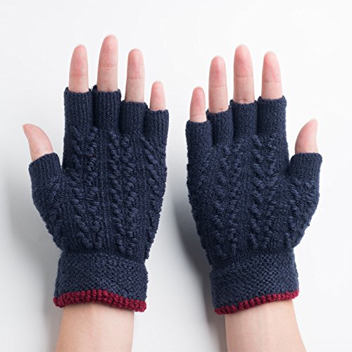 Hommes automne-hiver court étudiant pour les gants en laine chaude demi doigt gants en tricot