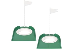 HNONOXY 2 Stück Golf Puttingbecher mit Flagge, Golf-Übungs-Putter-Pad, Golf Putting Cup Übungshilfe mit Einstellbarer Loch und Flagge, Golf Trainingshilfe, für Drinnen und Draußen, Zuhause, Büro, Hof, Rasen