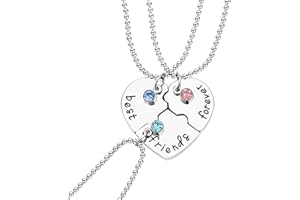 Huture Zestaw naszyjników dla najlepszej przyjaciółki BFF z zawieszką w kształcie serca z łańcuszkami przyjaźni dla 3 dziewczynek serce stras kobiety łańcuszek wisiorek przyjaźni łańcuszek laskowy biżuteria prezent, Stop