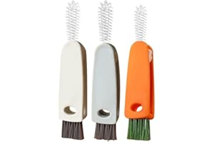 JCHENYE Cepillo de Limpieza Multifuncional 3 en 1, Cepillo de Limpieza de Hendiduras de 3 Piezas, Cepillo de Limpieza de Botellas de Agua, Cepillo de Limpieza de Tapas de Tazas, Cepillo Portátil para Tazas