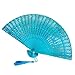 Produktbild Andouy Retro Faltfächer/Handfächer/Papierfächer/Federfächer/Sandelholz Fan/Bambusfächer für Hochzeit, Party, Tanzen(23cm.Blau)