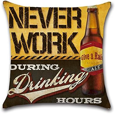Excelsio British Style Vintage Beer Bottle Cushion Covers Case for Sofa Bed Living Room Bedroom Home Decor, Personalised Square Cotton Linen Pillow Cushion Covers 45x45cm/18X18inch (F)