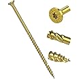 5mm x 100mm Yellow Hardened Countersunk Torx Wood Timber Construction Screw with Flat Head High Performacne Carpenter Screws (Pack of 50)
