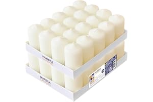 Horeca Candles - Pillar Candles - Ivory - Diameter 4 x 7 cm - Set of 40 Block Candles - Long Burning Time 12 Hours - Unscented - Candles for Household, Celebrations and Catering
