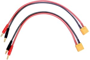 Boladge 2-Pack Connecteur Mâle XT90 à Connecteur Banane Fiche Mâle 4MM 4.0MM Bullet Câble de Charge RC avec Câble en Silicone 30CM 12AWG