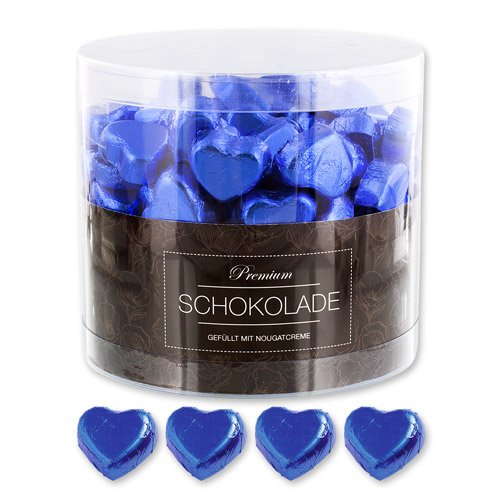Preisvergleich Produktbild 150 blaue Schokolade Herzen Kopenhagen