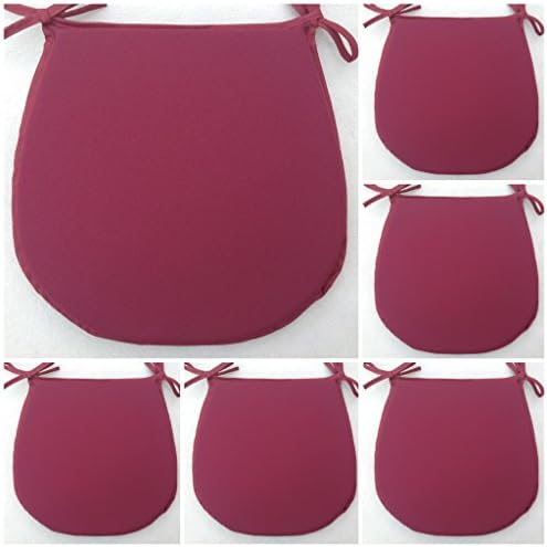 A SET OF 6 SIMPLY BURGUNDY WINE SEAT PADS (For Seats Approx.14"x14")