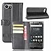 Produktbild COVO® PU+TPU Echtes Leder Brieftasche Hülle für BlackBerry Keyone(Mercury)DTEK 70 mit Stand Funktion (Schwarz)