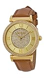 Micahel Kors #MK2375 Damen-Armbanduhr, Goldfarben, Kristall, Pavé-Fassung, Lederband