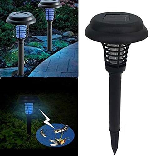 Solar Panel Powered 2 Modes Rechargeable Light Sensor Plastic Mosquito Insect Repellent Killer Lamp for Garden Lawn Yard 2 Pack