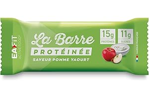 GRANIONS EAFIT La Barre Protéinée - Saveur Pomme Yaourt - Enrobée de chocolat au lait - 15g de protéines par barre - 5,5g de MG - faible en sucre - 12 vit et minéraux - Certifiée Anti-dopage