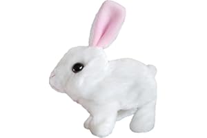 Gwtdtoad Conejito Robot Realista Juguetes De Conejito para Niños Que Habla, Camina, Se Contrae Y Sacude Las Orejas, Conejo De Peluche Electrónico Interactivo para Mascotas 16x9x16 Cm