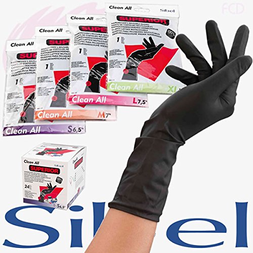 Preisvergleich Produktbild PAAR LATEX HANDSCHUHE SCHWARZ WIEDERVERWENDBAR S