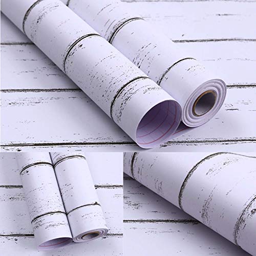 GCOA Papel pintado madera blanca 17.71 In X 32.8 Ft Espesar Autoadhesivo Madera Blanco Papel Adhesivo para Muebles