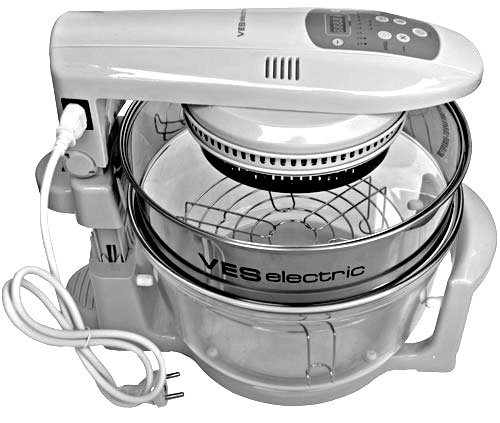 1350W Heißluft Halogenofen Heissluftofen 12/17L Mini Backofen Heißluftgrill (WEIS) - 2