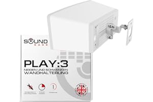Sound bass Play 3 Wandhalterung, Verstellbarer Dreh- und Neigungsmechanismus, Einzelhalterung mit Befestigungsmaterial, weiß, kompatibel mit Sonos Play: 3 Lautsprecher In Großbritannien entwickelt