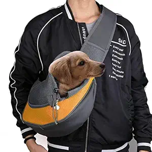 Pets Empire Sling Carrier Outdoor Travel Single Shoulder Bag with Extra Pocket for Puppy Cat Small Animals (Yellow, Large)