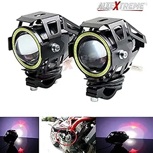 Allextreme U7 Driving Drl Fog Light Spotlight,High/Low Beam, Flashing-With White Angel Eyes Light Ring (Pack Of 2) U 7 Led Fog Light White Angel Eye