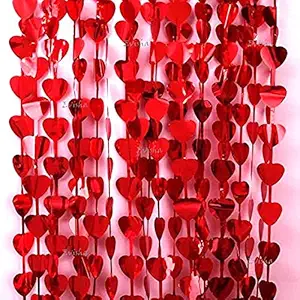 Evisha 2 Pcs Red Heart Shape Metallic Foil Fringe Curtains for Party Decoration Window Door String Curtain Wedding Birthday Photo Booth Backdrop Party Tassel Set of 2