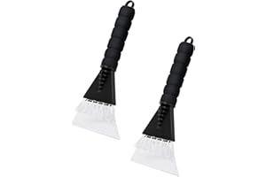 TIANNAIT 2pcs Black Snow Shovel, Winter Snow Scraper Multifunctional Snow Shovel Tool, Portable Cleaning Tool for Car, Powerful Deicing Shovel for Car Glass, with Comfortable Foam Grip