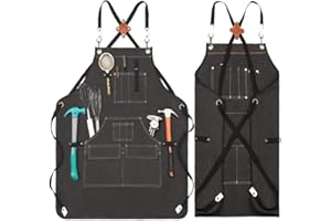 Theuwnee® Grembiule da cucina con grandi tasche, Grembiule di tela con croce posteriore per gli uomini e le donne, cucina, cottura, bavaglini, durevole