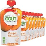 Good Goût - BIO - Gourde de Pure de Fruits Mangue dès 4 mois - 8 gourdes de 120g