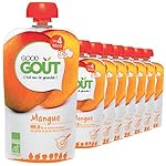 Good Goût - BIO - Gourde de Pure de Fruits Mangue dès 4 mois - 8 gourdes de 120g