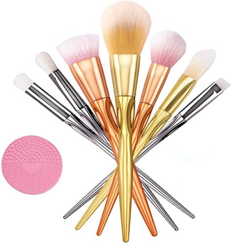 Make Up Brushes Silicone Cleaning Mat, DiChi Makeup Brushes Cosmetics Professional Essential 7-Piece Make Up Brush Set Kits with Purple Gift Box