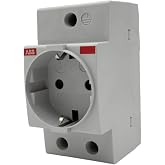 RASMACOR | ABB Schuko socket base rail 16A | Ref. M1175 | DIN rail mounting | 50/60 HZ 250V AC | Grey | Measure 4.5x8.5x7 cm
