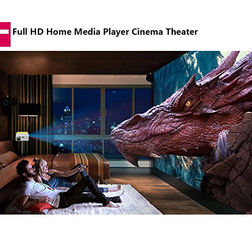 Beweglicher Miniprojektor, HuiHeng Multimedia LED Projektor Unterstützungs SD / AV / USB / HDMI Eingang für Video Film Spiel Unterhaltung Hauptkino Theater Projektor mit Fernsteuerungs und eingebauter Lithium Batterie - 4