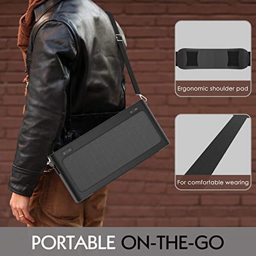 MoKo Bose SoundLink III Bluetooth Lautsprecher Hülle Abdeckung, Premium PU Leder Schutzhülle Case mit Handschlaufe/Karabiner für Bose SoundLink 3 Bluetooth Wireless Speaker, Schwarz - 6