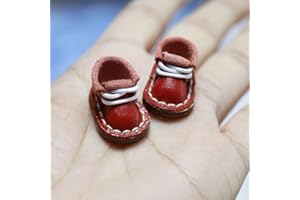 XiDonDon Ob11 Zapatos 1/12 Zapatos Bjd Zapatos Italianos Hechos a Mano para Ganado Holala Botas para Body9, GSC, DDF, YMY,Accesorios para muñecas Molly (Red)