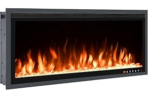 Wärme Firebox Panoramic 36-36"/92cm Slim Frame Recessed Media Wall Inset Electric Fireplace with Multi Flame Colours 1400W/1600W (36")