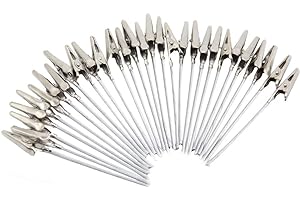 H&W 50 Pcs Metal Wire Alligator Clips,Long-Tailed Alligator Clamps Table Number Holders,Place Card Holder Picture Holders for Centerpieces Crafts,Memo,Photo,Picture Stand