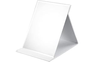 WISYOK Miroir Maquillage Pliable, Miroir Coiffeuse sur Pied, Miroirs de Table Portable, Miroir Voyage, Miroir de Maquillage en Cuir PU, Super HD Miroir Réglage Multi-Angle - 21x15cm (Blanc)