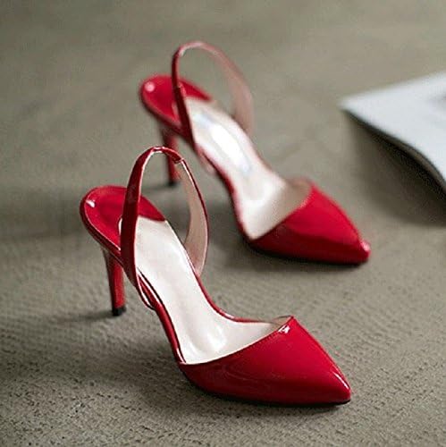 SHOESHAOGE The Empty White Pointed High-Heeled Shoes Bare Color Fine With Single Shoes, And Baotou Sandals Female Red,Eu34