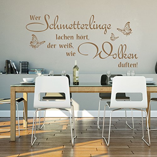 DESIGNSCAPE® Wandtattoo Schmetterlinge lachen | Spruch mit Schmetterlingen 60 x 29 cm (Breite x Höhe) dunkelrot DW801405-S-F21 - 3