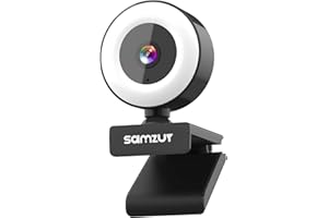 Jigerjs Webcam HD 1080p, Streaming Ultrarapide, Micro con Reducción de Ruido, PC/Mac/Portátil/Macbook/Tableta, Zoom Skype Facetime Youtube (Webcam Redonda con luz de Relleno)