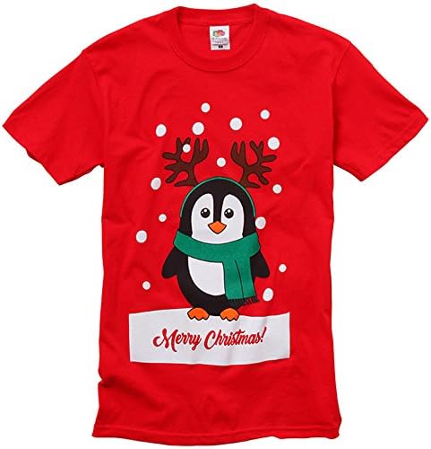 Christmas Mens &amp; Womens Festive Penguin Crew Neck T Shirt