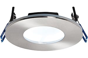 SAXBY LIGHTING Saxby OrbitalPLUS 9W Satin Nickel Die Cast Aluminium IP65 Cool White Recessed Anti Glare Fire Rated LED Downlight
