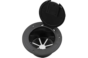 Ioensy RV Electrical Cable Hatch Electric Cord Cover with Lid, 5inch Round Black Power Cable Cord Hatch Cover, Accessory for Camper, Yacht, Boat