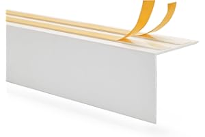 QUEST Profil kątowy z PCW, ochrona krawędzi, osłona na karnisz, osłona z tworzywa sztucznego do szyny zasłonowej, listwa kątowa | długość: 200 cm | kolor: biały | wymiary: 40 x 40 mm