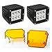 Produktbild 18 W Cube Auto LED Cree Arbeitsscheinwerfer Auto Scheinwerfer Spot Beam fahren Lampe mit Bernstein Objektivschutz für Offroad Truck Auto Motorrad Boot AUX Beleuchtung Leuchtmittel 7,6 x 7,6 cm (2 Stück)
