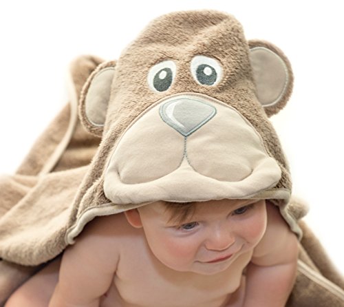 Little Tinkers World Baby-Badetuch / Kapuzenhandtuch im Bär -Design – 100% Flauschige Baumwolle – Perfekt als Geschenk für Neugeborene, Säuglinge, Kleinkinder, Mädchen & Jungen, 75×75 cm - 2