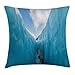 Produktbild tgyew Nature Decor Throw Pillow Cushion Cover, Frozen Ice Mountains in North South Polar Cubes Winter Theme Art Print, Decorative Square Accent Pillow Case, 18 X 18 Inches, White and Blue