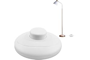 GEU Floor Lamp Foot Switch White Round Foot Pedal Inline Switch with Step ON OFF Spring Push Button for Floor Standing Lamp Table Lights 250V Parts Compatible with 2 Core Cable