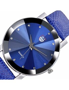 Ouneed® Uhren, Damen Luxus Edelstahl Quarz Militärsport Leder Band Dial Armbanduhr