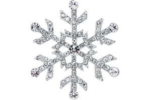 Ticome Christmas Rhinestone Clear Snowflake Flower Brooch for Winter Alloy Silver Woamn Vintage Broochs Pin Christmas Costume Jewelry