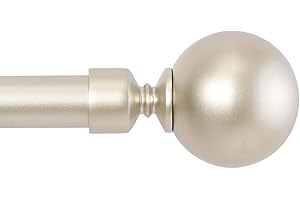 BOOM JOG Barra de cortina extensible de 70 cm a 120 cm, remates de bola, color champán, barra de cortina ajustable de 71 a 122 cm, incluye varillas, remates, soportes, anillos y kits de herramientas